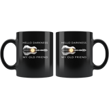 Hello darkness my old friend love guitar, Guitar lover black gift coffee mug