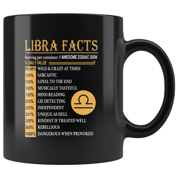 Libra facts serving per container 1 awesome zodiac sign black coffee mug