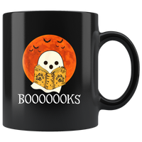 Booooks Boo Reading Book Halloween Gift Black Coffee Mug