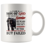 Knight I Am Son Of God Born In November Life Tried Break Me But Failed Warrior Templar Birthday White Coffee Mug