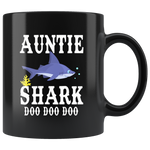 Black Coffee Mugs Auntie shark doo doo doo, gift for aunt