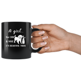 A girl her dog and wine it is beautiful thing black gift coffee mug