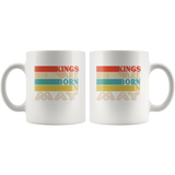 Kings are born in May vintage, birthday white gift coffee mug