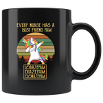 Every Nurse Has A Best Friend Vintage Unicorn Dabbing Black coffee mug pam