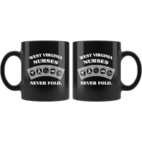 West Virginia Nurses Never Fold Play Cards Black Coffee Mug