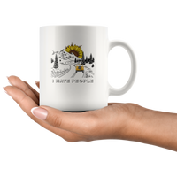 Sunflower Jeep I hate people white coffee mug