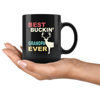 Vintage best buckin' grandpa ever deer, father's day gift black coffee mug