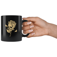 Ew people skull rose flower black coffee mug