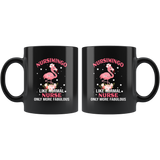 Nursimingo Like normal Nurse Only More Fabulous Pink Flamingo Floral Black Coffee Mug