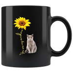 Cat you are my sunshine sunflower black gift coffee mug