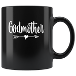 Godmother Arrow Heart Mothers Day Gift Black Coffee Mug