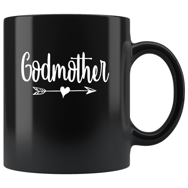 Godmother Arrow Heart Mothers Day Gift Black Coffee Mug