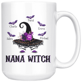 Personalized Nana Witch Halloween Gift Idea For Grandma From Grandkids, Halloween Grandma Gift White Coffee Mug