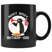 Pingu Penguin noot noot motherfucker black coffee mug