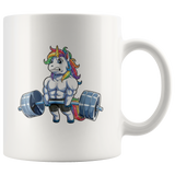 Unicorn Weightlifting Fitness Gym Deadlift Rainbow White Coffee Mug