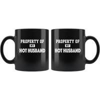 Property of my hot husband black coffee mug