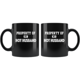 Property of my hot husband black coffee mug