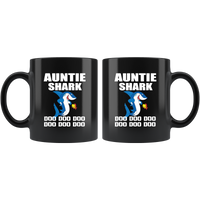 Auntie shark doo doo doo black coffee mugs aunt shark funny gift