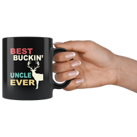 Vintage best buckin' dad ever deer, gift for uncle black coffee mug