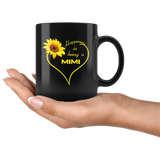 Happiness is being a mimi sunflower love heart black coffee mug