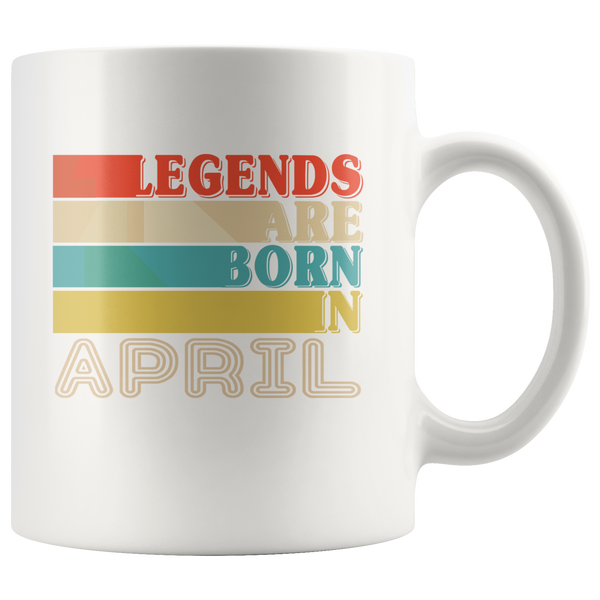Legends are born in April vintage, birthday white gift coffee mug