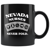 Nevada Nurses Never Fold Play Cards Black Coffee Mug