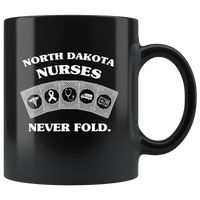 North Dakota Nurses Never Fold Play Cards Black Coffee Mug