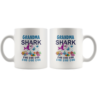 Grandma shark doo doo doo gift white coffee mug