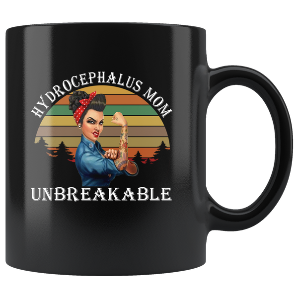 Strong woman hydrocephalus mom unbreakable mother gift black coffee mugs