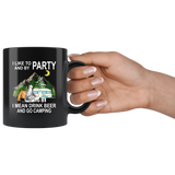 I like to and by Party mean drink beer go camping black gift coffee mug for women