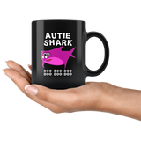 Auntie shark doo doo doo, funny black gift coffee mug for aunt