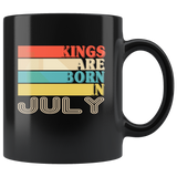 Kings are born in July vintage, birthday black gift coffee mug
