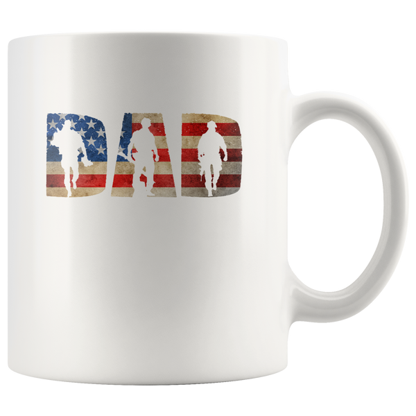 Veteran dad america flag father's gift white coffee mug