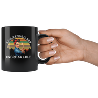 Strong woman hydrocephalus mom unbreakable mother gift black coffee mugs