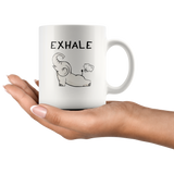 Yoga baby elephant exhale white coffee mug