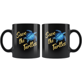 Save The Turtles Funny Black Coffee Mug