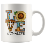 CNA Life Love Autumn Sunflower Halloween Graphic Gift White Coffee Mug