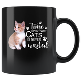 Time spent with cats is never wasted black coffee mugs