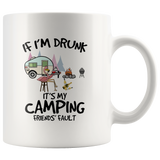 Flamingo if i'm drunk it's my camping friends' fault white coffee mug