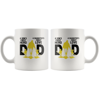 Dad a son's first hero a daughter first love father's day gift white coffee mug