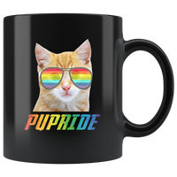 Cat Purride LGBT Rainbow Gay Pride Funny Black Coffee Mug