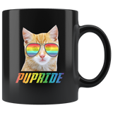 Cat Purride LGBT Rainbow Gay Pride Funny Black Coffee Mug