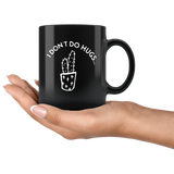 Cactus I don't do hugs black coffee mug