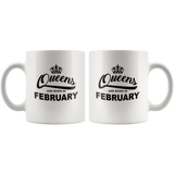 Queens are born in February, birthday white gift coffee mug
