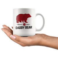 Daddy Bear Red Plaid Dad Fathers Day Gift White Coffee Mug