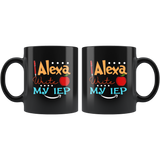 Alexa write my iep black coffee mug