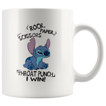 Lilo Rock Paper Scissors Throat Punch I Win Stitch White Coffee Mug