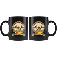 Sloth eats tacos black coffee mug