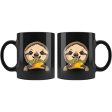 Sloth eats tacos black coffee mug