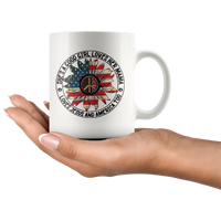 She's A Good Girl Loves Her Mama Loves Jesus and America Too Hippie American Flag White Coffee Mug